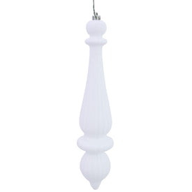 14" White Shiny Finial Drop Ornaments 2-Pack