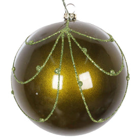4" Olive Candy Glitter Curtain Ornaments 4 Per Bag