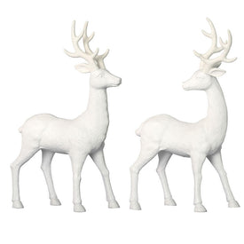 16.5" White Deer Set with Glitter Accents