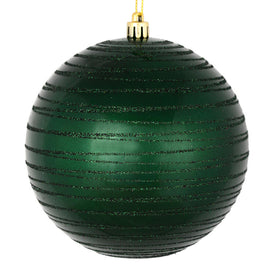4.75" Midnight Green Candy Finish Ball with Glitter Lines 4 Per Bag