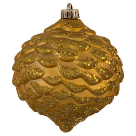 6" Honey Gold Glitter Pine Cone Ornaments 6 Per Bag