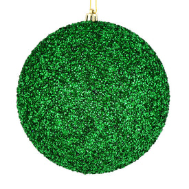 4" Green Beaded Ball Ornaments with Drilled Caps 6 Per Bag