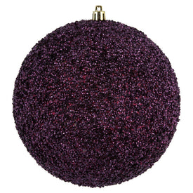 6" Berry Red Beaded Ball Ornaments with Drilled Caps 4 Per Bag