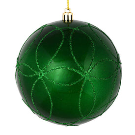 4.75" Green Candy Ornaments with Circle Glitter Pattern 4-Pack