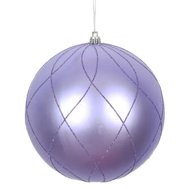 6" Lavender Matte and Glitter Swirl Ball Ornaments 3 Per Box
