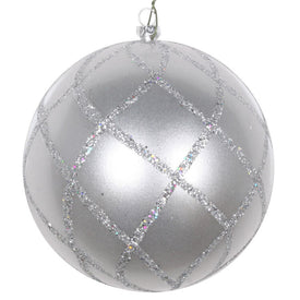 4.75" Silver Candy Glitter Net Ball Ornaments 3 Per Bag