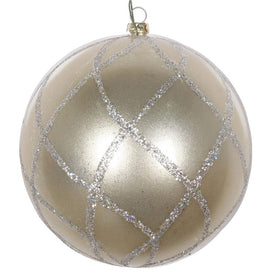 4.75" Champagne Candy Glitter Net Ball Ornaments 3 Per Bag