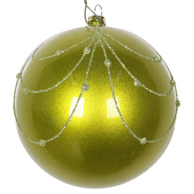 4" Lime Candy Glitter Curtain Ornaments 4 Per Bag