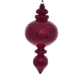 9" Red Wood Grain Rounded Finial Ornaments 3 Per Pack