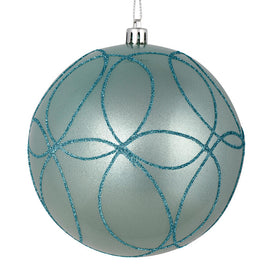 4.75" Baby Blue Candy Ornaments with Circle Glitter Pattern 4-Pack