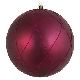 6" Berry Red Matte Glitter Swirl Balls Ornaments 3 Per Box