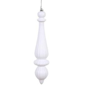 14" White Matte Finial Drop Ornaments 2-Pack