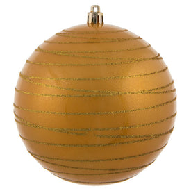 4.75" Honey Gold Candy Finish Ball with Glitter Lines 4 Per Bag