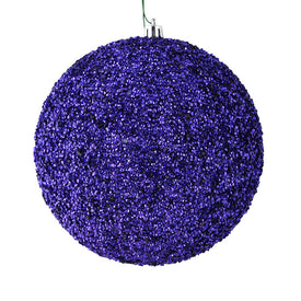 4.75" Cobalt Blue Beaded Ball Ornaments with Drilled Caps 6 Per Bag