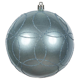 4.75" Periwinkle Candy Ornaments with Circle Glitter Pattern 4-Pack