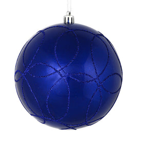 6" Cobalt Blue Candy Ornaments with Circle Glitter Pattern 3-Pack