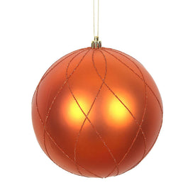 6" Burnished Orange Matte and Glitter Swirl Ball Ornaments 3 Per Box