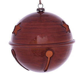 4.75" Copper Wood Grain Bell Ornaments 4 Per Pack