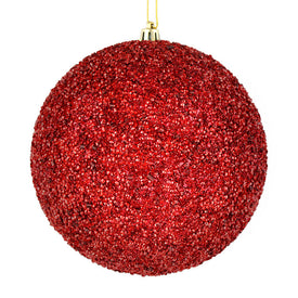 4.75" Wine Beaded Ball Ornaments with Drilled Caps 6 Per Bag