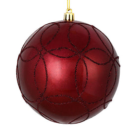 6" Wine Candy Ornaments with Circle Glitter Pattern 3-Pack