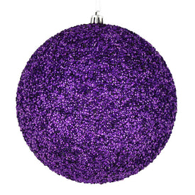 4" Plum Beaded Ball Ornaments with Drilled Caps 6 Per Bag