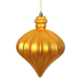 6" Antique Gold Matte Onion Drop Ornaments with Drilled and Wired Caps 4 Per Bag