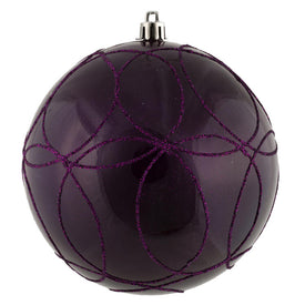 4.75" Plum Candy Ornaments with Circle Glitter Pattern 4-Pack