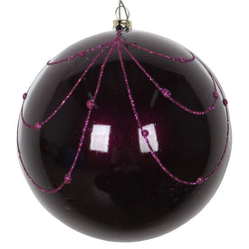 4.75" Plum Candy Glitter Curtain Ornaments 4 Per Bag