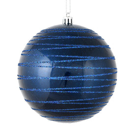 4.75" Midnight Blue Candy Finish Ball with Glitter Lines 4 Per Bag