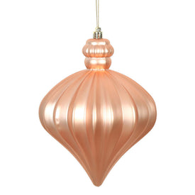 6" Rose Gold Matte Onion Drop Ornaments with Drilled and Wired Caps 4 Per Bag