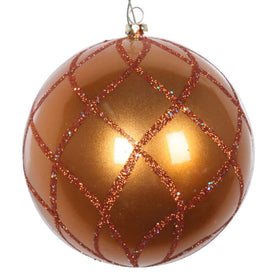 4.75" Copper Candy Glitter Net Ball Ornaments 3 Per Bag
