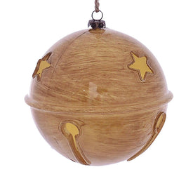 4.75" Tan Wood Grain Bell Ornaments 4 Per Pack