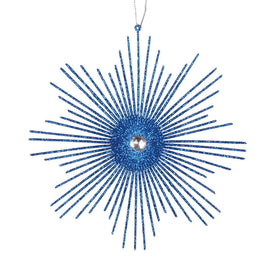 6.5" Blue Glitter Snowflake Burst Ornament 6 Per Bag
