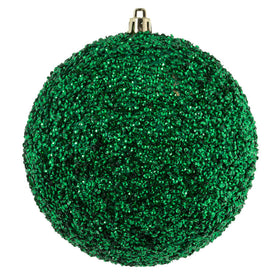 4.75" Seafoam Green Beaded Ball Ornaments with Drilled Caps 6 Per Bag