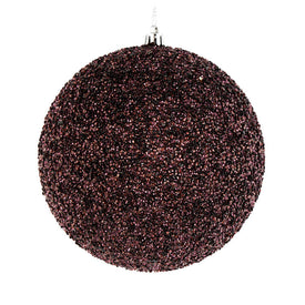 4.75" Chocolate Beaded Ball Ornaments with Drilled Caps 6 Per Bag