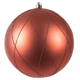 6" Coral Matte and Glitter Swirl Ball Ornaments 3 Per Box