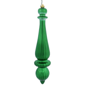 14" Green Shiny Finial Drop Ornaments 2-Pack