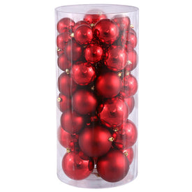 1.5"/2" Red Shiny/Matte Ball Christmas Ornaments 50 Per Box