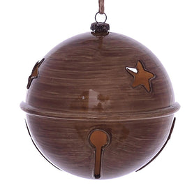 4.75" Brown Wood Grain Bell Ornaments 4 Per Pack