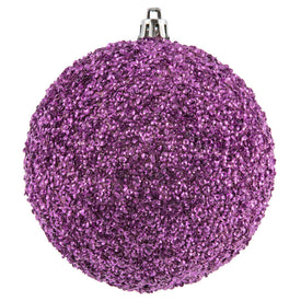 4" Pink Beaded Ball Ornaments with Drilled Caps 6 Per Bag