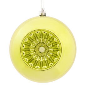 4.75" Lime Shiny Star Brite Ball Ornaments with Drilled and Wired Caps 4 Per Bag