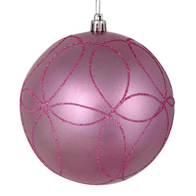 4.75" Pink Candy Ornaments with Circle Glitter Pattern 4-Pack