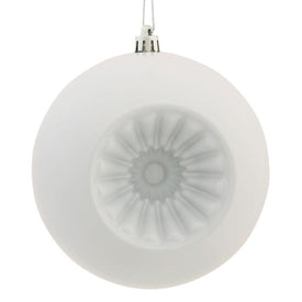 4.75" White Shiny Star Brite Ball Ornaments with Drilled and Wired Caps 4 Per Bag