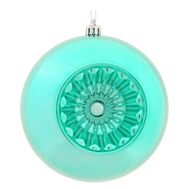 4.75" Teal Shiny Star Brite Ball Ornaments with Drilled and Wired Caps 4 Per Bag