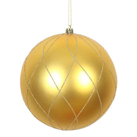 6" Honey Gold Matte and Glitter Swirl Ball Ornaments 3 Per Box
