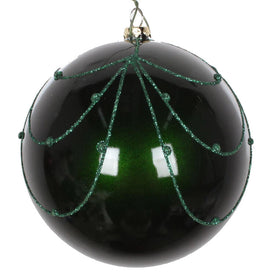 4" Emerald Candy Glitter Curtain Ornaments 4 Per Bag