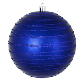 4.75" Cobalt Blue Candy Finish Ball with Glitter Lines 4 Per Bag