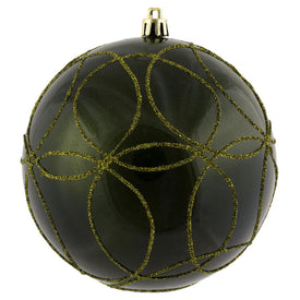 4.75" Olive Candy Ornaments with Circle Glitter Pattern 4-Pack