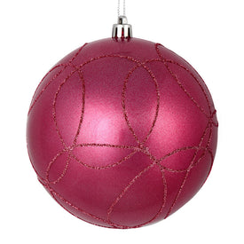 4.75" Mauve Candy Ornaments with Circle Glitter Pattern 4-Pack