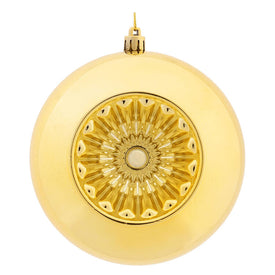 4.75" Gold Shiny Star Brite Ball Ornaments with Drilled and Wired Caps 4 Per Bag